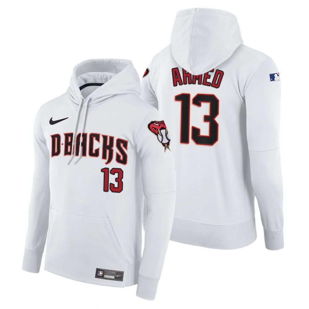 Men Arizona Diamondback #13 Ahmed white home hoodie 2021 MLB Nike Jerseys